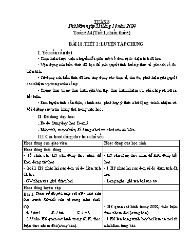 Giáo án Toán + Tiếng Việt Lớp 4+5 - Tuần 8 - Năm học 2024-2025