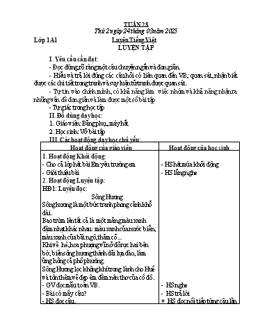 Giáo án Toán + Tiếng Việt + Tự nhiên và Xã hội Lớp 1+3 (Kết nối tri thức) - Tuần 28 - Năm học 2024-2025