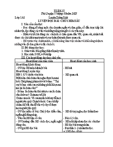 Giáo án Toán + Tiếng Việt + Tự nhiên và Xã hội Lớp 1+3 (Kết nối tri thức) - Tuần 27 - Năm học 2024-2025