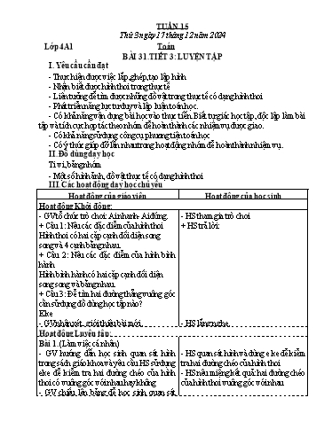 Giáo án Toán + Tự nhiên và Xã hội Lớp 1+3+4 (Kết nối tri thức) - Tuần 15 - Năm học 2024-2025