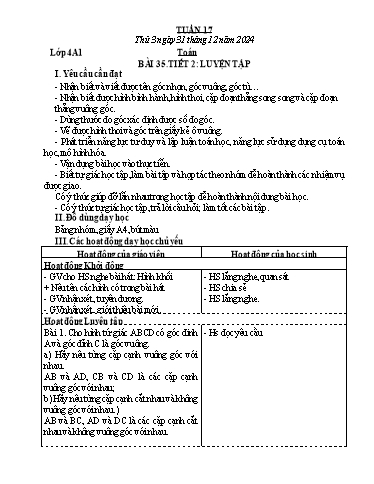 Giáo án Toán + Tự nhiên và Xã hội Lớp 1+4 (Kết nối tri thức) - Tuần 17 - Năm học 2024-2025